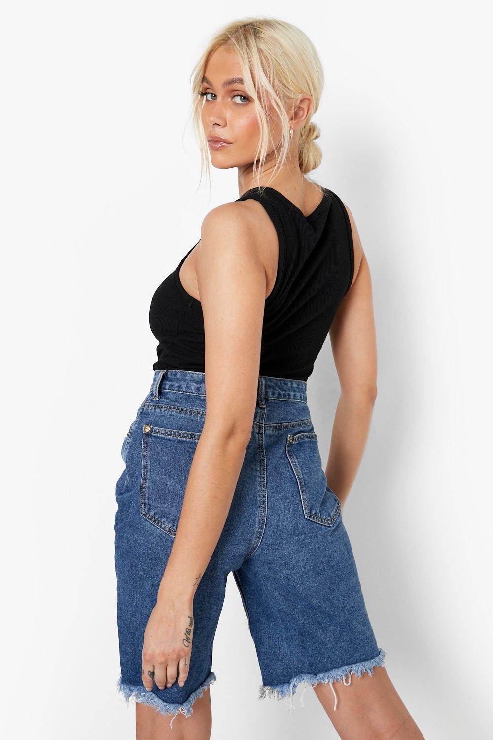 Longline jean hot sale shorts